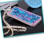 Wholesale iPhone SE 2022 / 2020 / 8 / 7 Perfume Bottle Glitter Shake Star Dust Necklace Case (Blue)